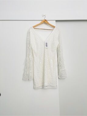 12th Tribe | Dresses | 2th Tribe Pippa Silver Payette Long Sleeve Mini Dress  Size Ss | Poshmark